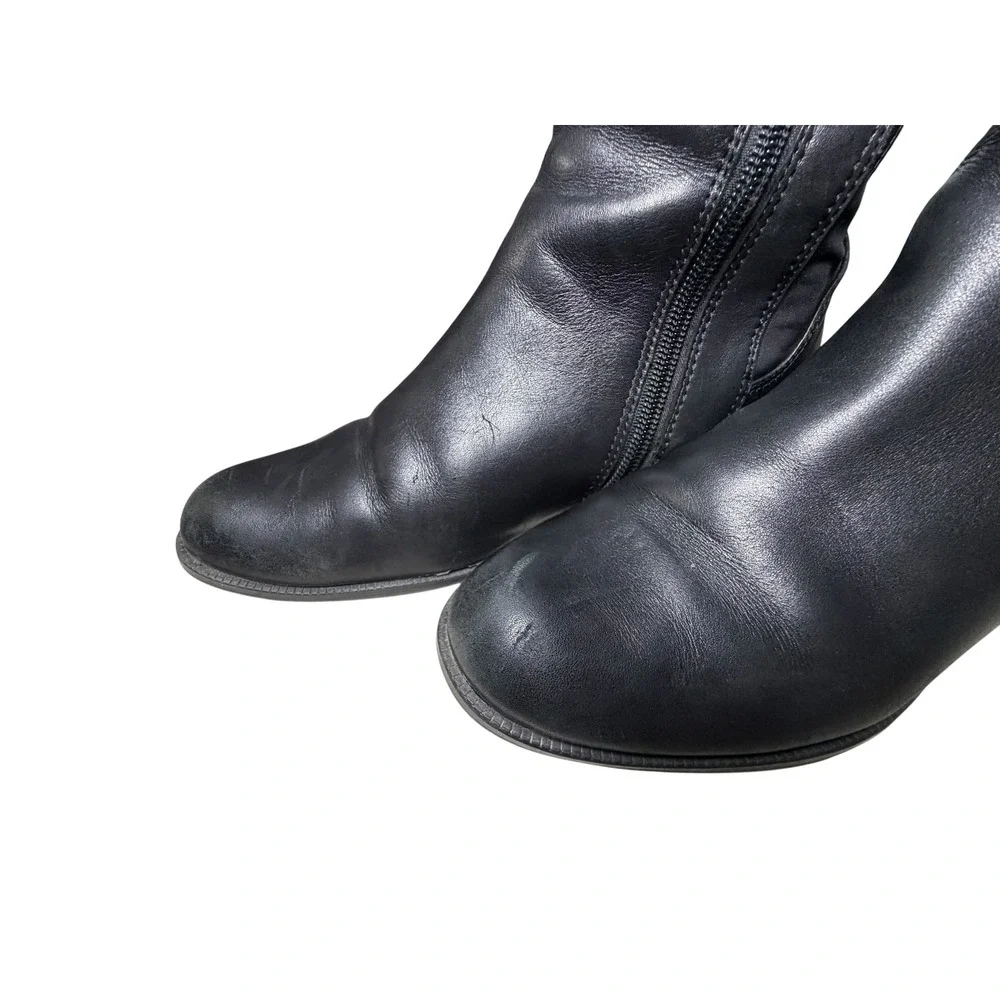 Anne Klein Black Leather Over The Knee Boots Mixed Media Flat Riding Boot 6.5